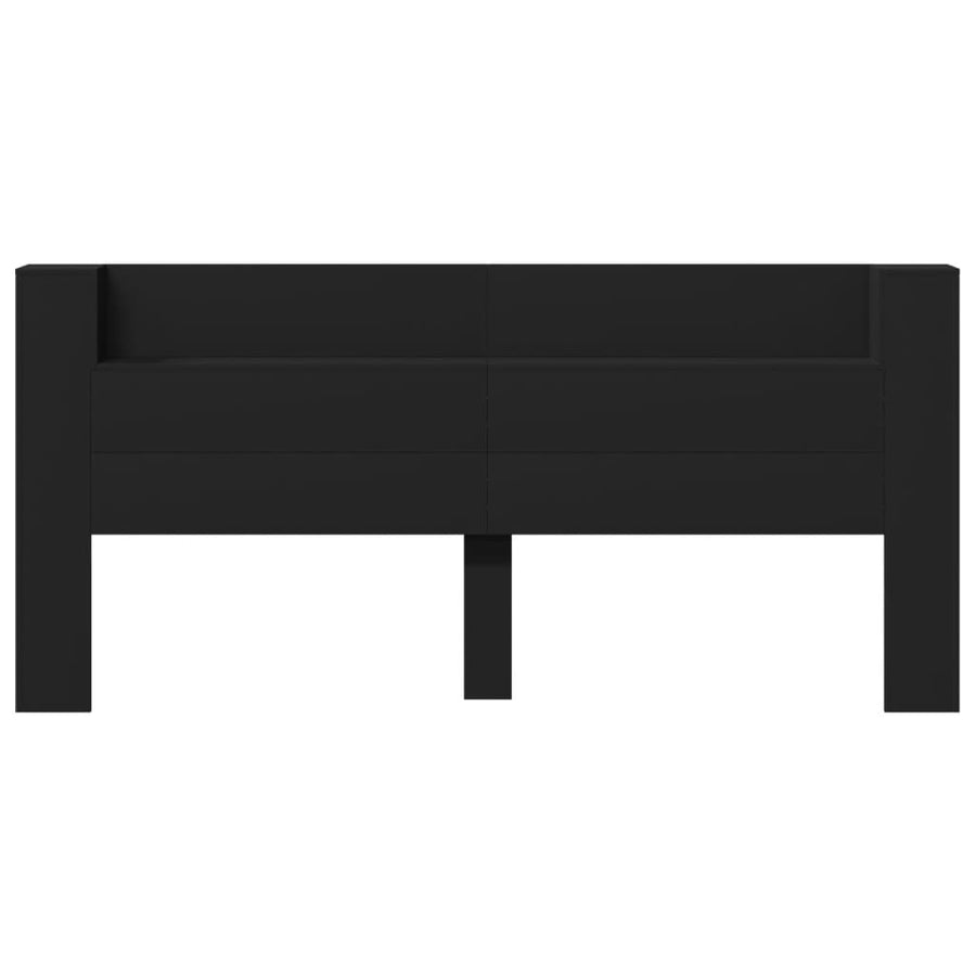 Hoofdbordkast met LED-verlichting 220x16,5x103,5 cm zwart