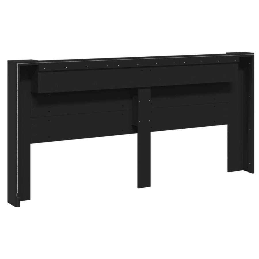 Hoofdbordkast met LED-verlichting 220x16,5x103,5 cm zwart