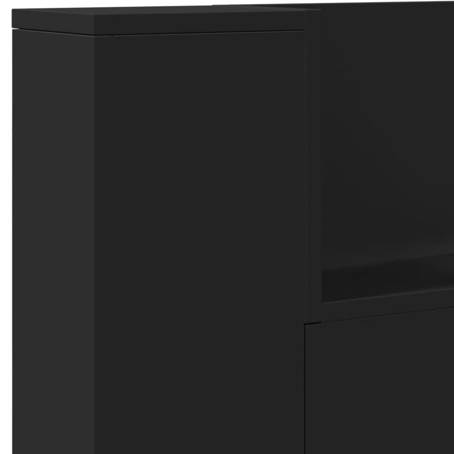 Hoofdbordkast met LED-verlichting 220x16,5x103,5 cm zwart