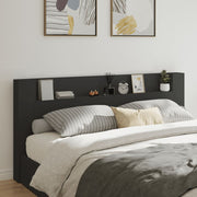Hoofdbordkast met LED 220x16,5x103,5 cm zwart