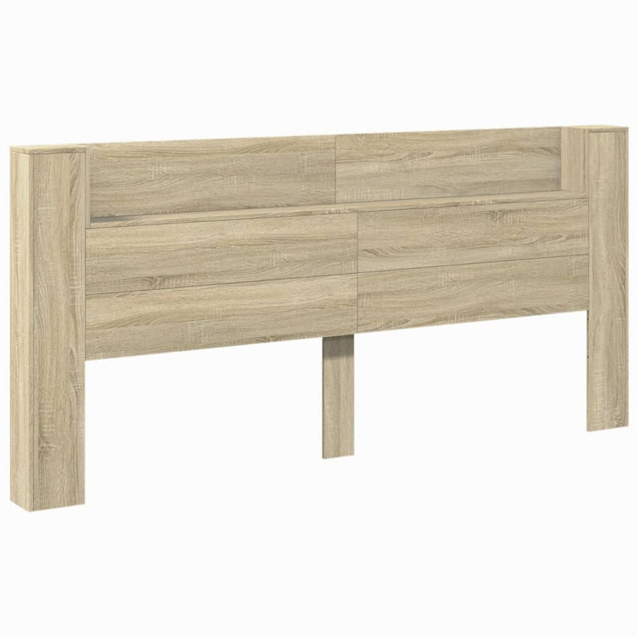 Hoofdbordkast met LED 220x16,5x103,5 cm sonoma eikenkleurig