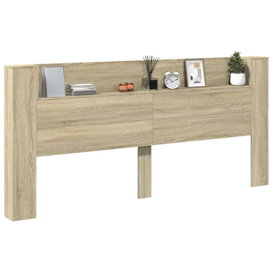 Hoofdbordkast met LED 220x16,5x103,5 cm sonoma eikenkleurig