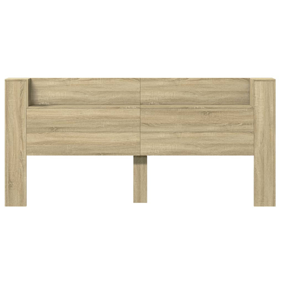 Hoofdbordkast met LED 220x16,5x103,5 cm sonoma eikenkleurig