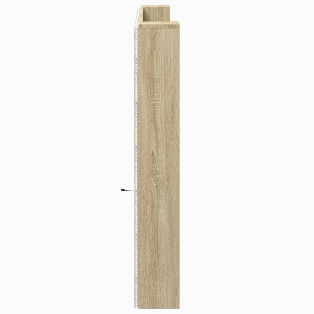 Hoofdbordkast met LED 220x16,5x103,5 cm sonoma eikenkleurig