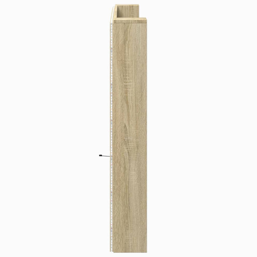 Hoofdbordkast met LED 220x16,5x103,5 cm sonoma eikenkleurig