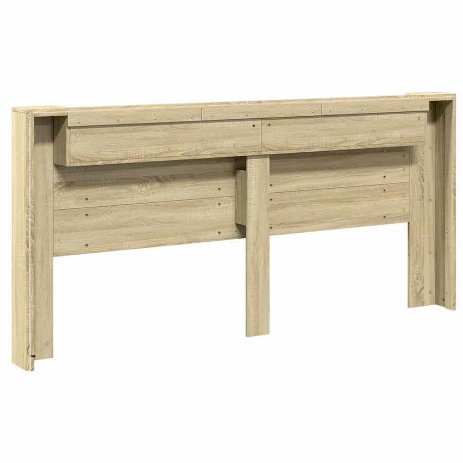 Hoofdbordkast met LED 220x16,5x103,5 cm sonoma eikenkleurig