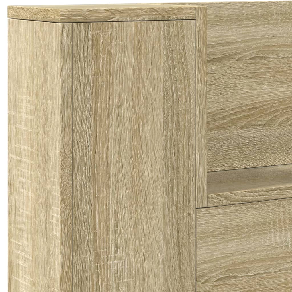 Hoofdbordkast met LED 220x16,5x103,5 cm sonoma eikenkleurig