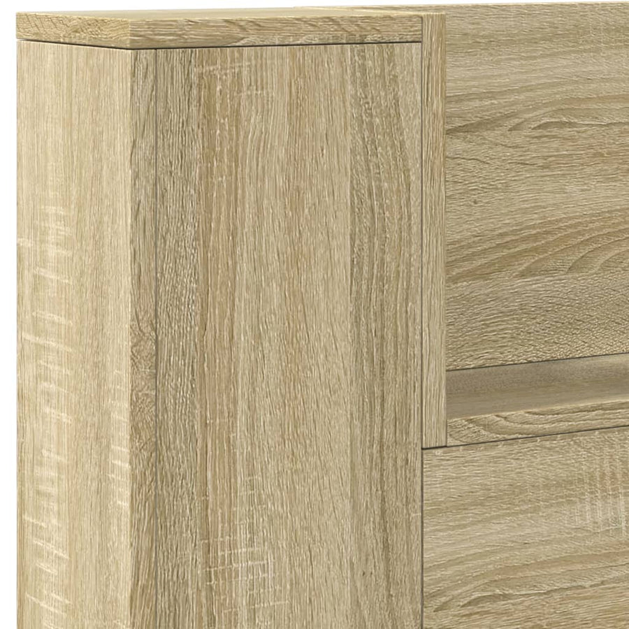 Hoofdbordkast met LED 220x16,5x103,5 cm sonoma eikenkleurig