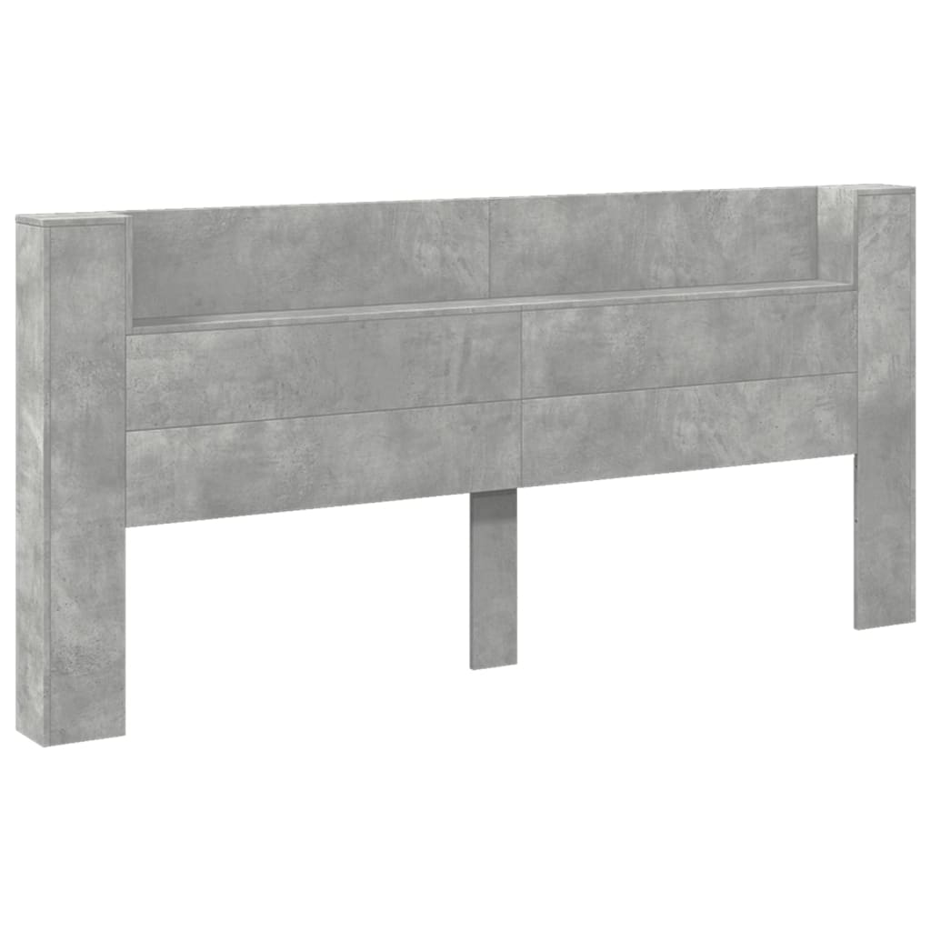 Hoofdbordkast met LED-verlichting 220x16,5x103,5 cm betongrijs
