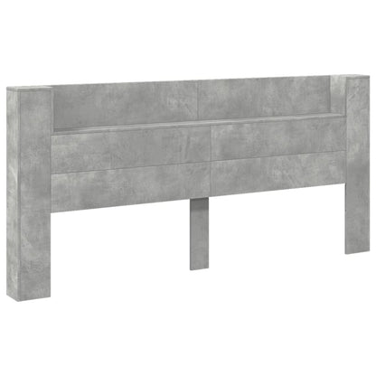 Hoofdbordkast met LED-verlichting 220x16,5x103,5 cm betongrijs