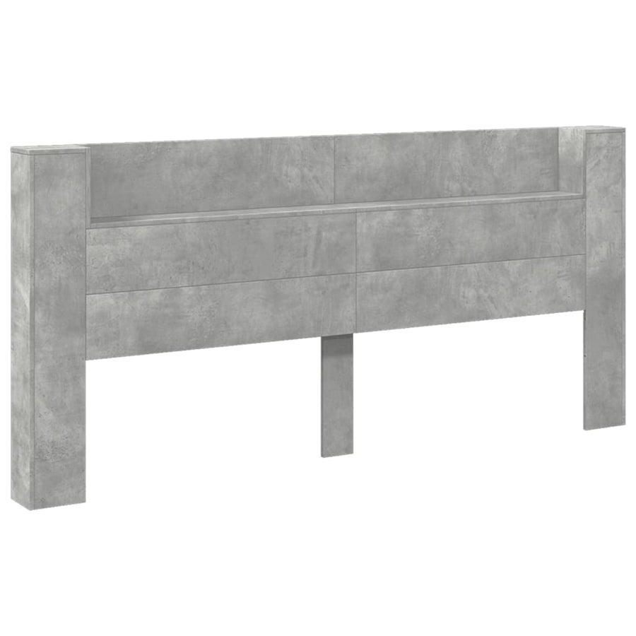 Hoofdbordkast met LED-verlichting 220x16,5x103,5 cm betongrijs