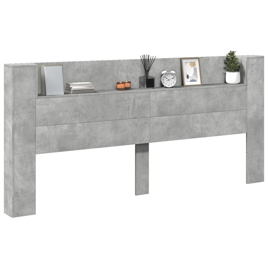 Hoofdbordkast met LED-verlichting 220x16,5x103,5 cm betongrijs