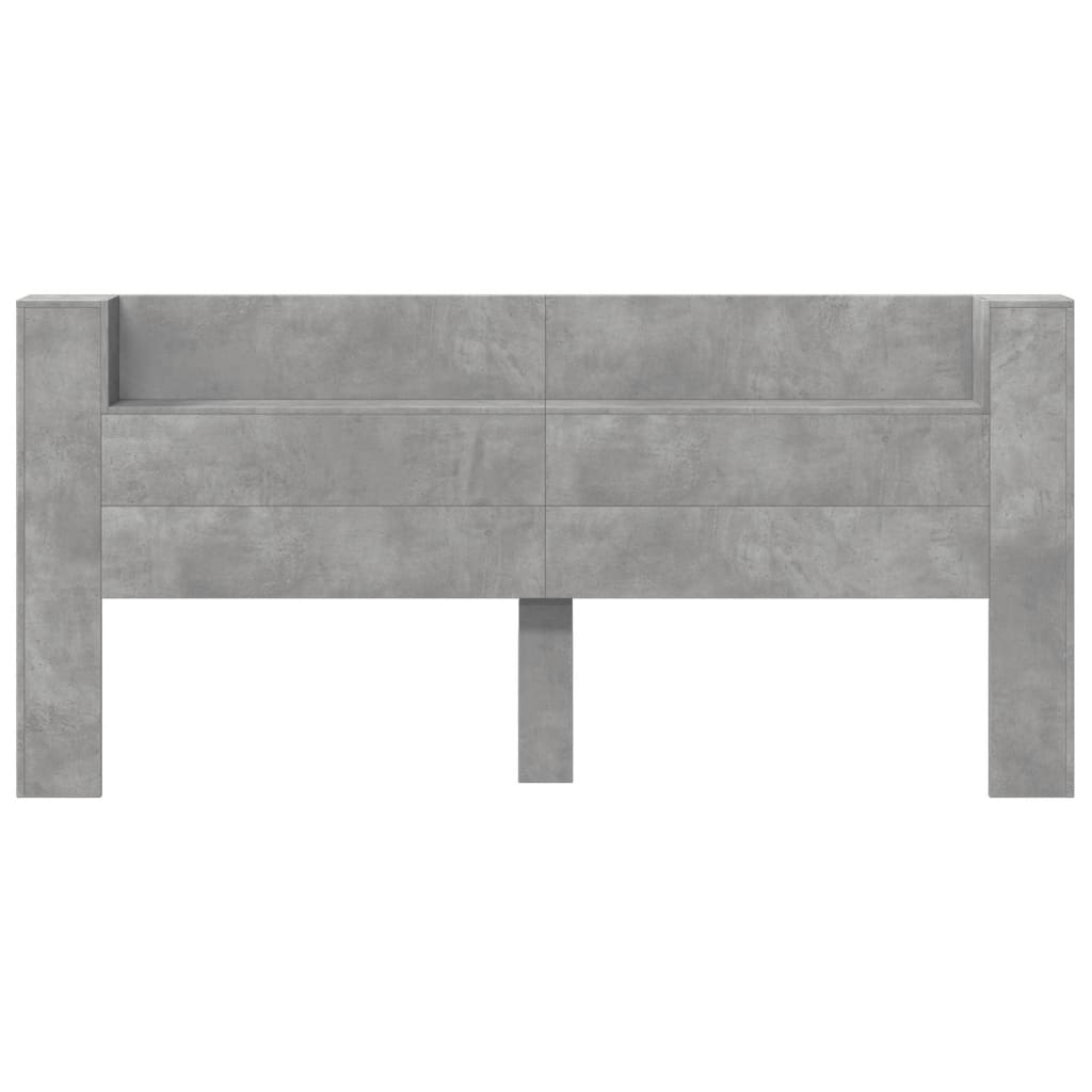 Hoofdbordkast met LED-verlichting 220x16,5x103,5 cm betongrijs