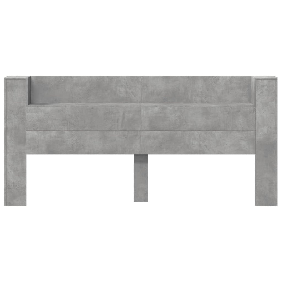 Hoofdbordkast met LED-verlichting 220x16,5x103,5 cm betongrijs