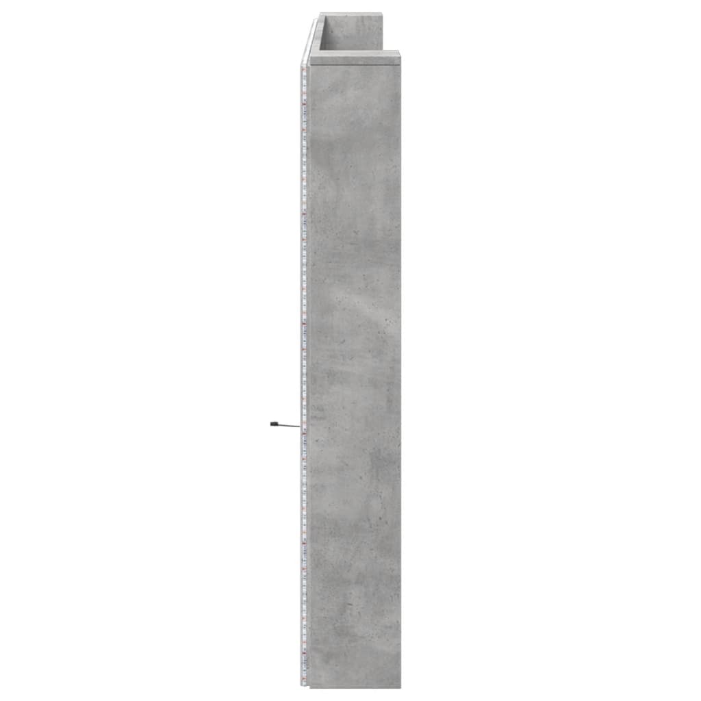 Hoofdbordkast met LED-verlichting 220x16,5x103,5 cm betongrijs