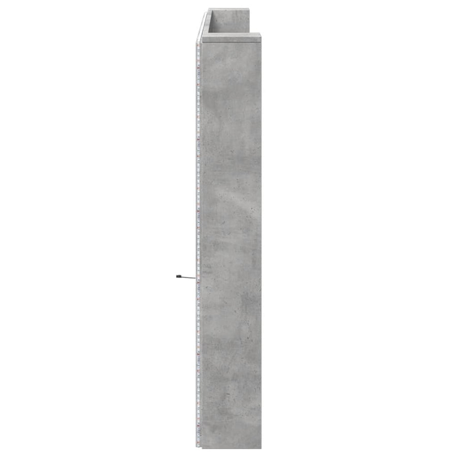 Hoofdbordkast met LED-verlichting 220x16,5x103,5 cm betongrijs