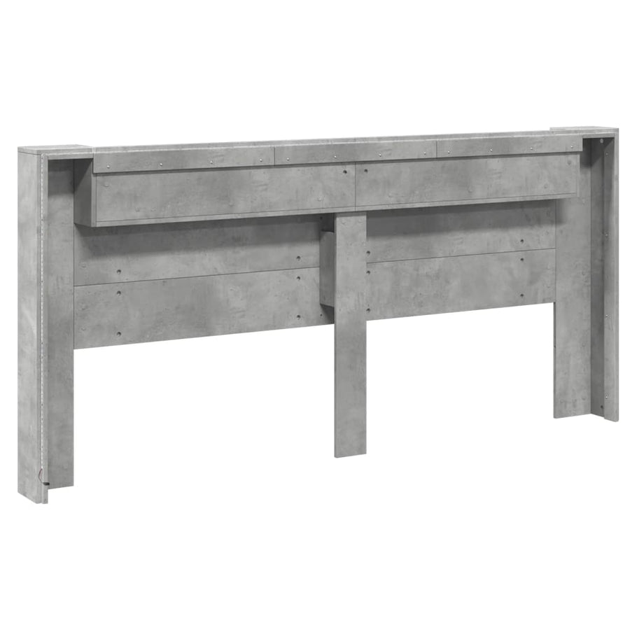 Hoofdbordkast met LED-verlichting 220x16,5x103,5 cm betongrijs