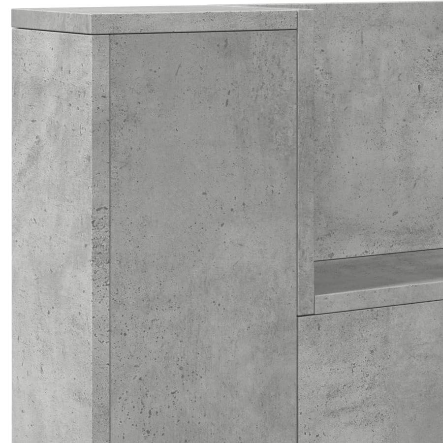 Hoofdbordkast met LED-verlichting 220x16,5x103,5 cm betongrijs
