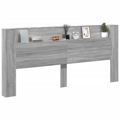 Hoofdbordkast met LED 220x16,5x103,5 cm grijs sonoma eikenkleur