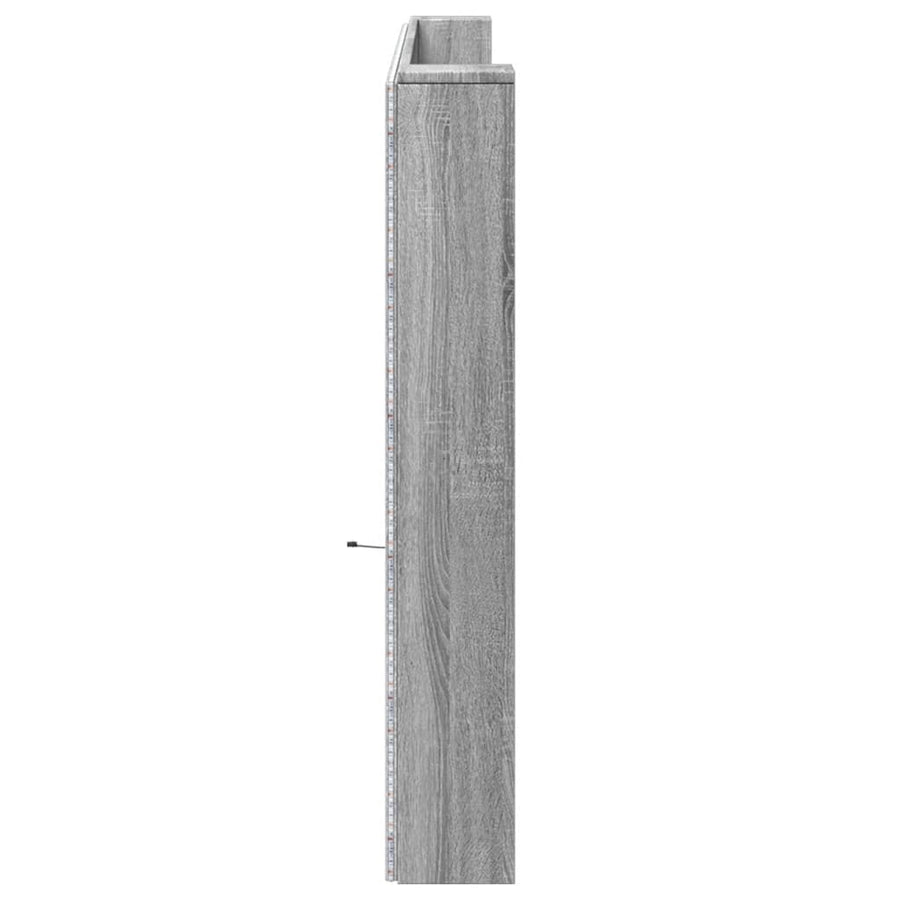 Hoofdbordkast met LED 220x16,5x103,5 cm grijs sonoma eikenkleur