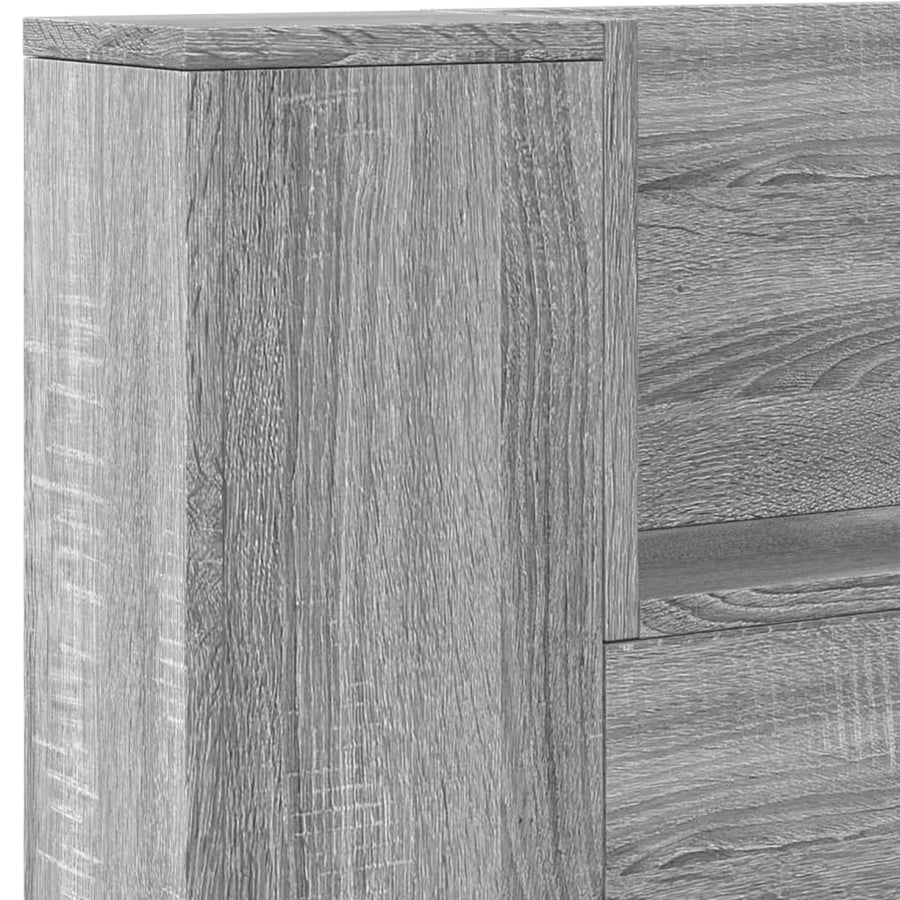 Hoofdbordkast met LED 220x16,5x103,5 cm grijs sonoma eikenkleur