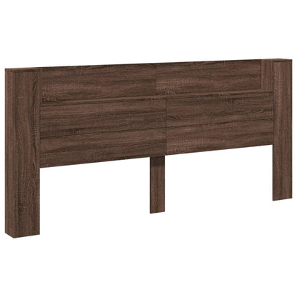 Hoofdbordkast met LED-verlichting 220x16,5x103,5 cm bruin eiken