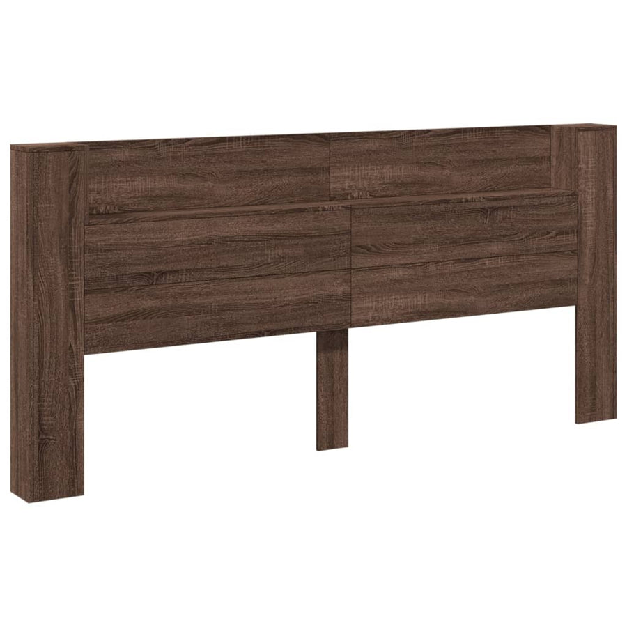 Hoofdbordkast met LED-verlichting 220x16,5x103,5 cm bruin eiken