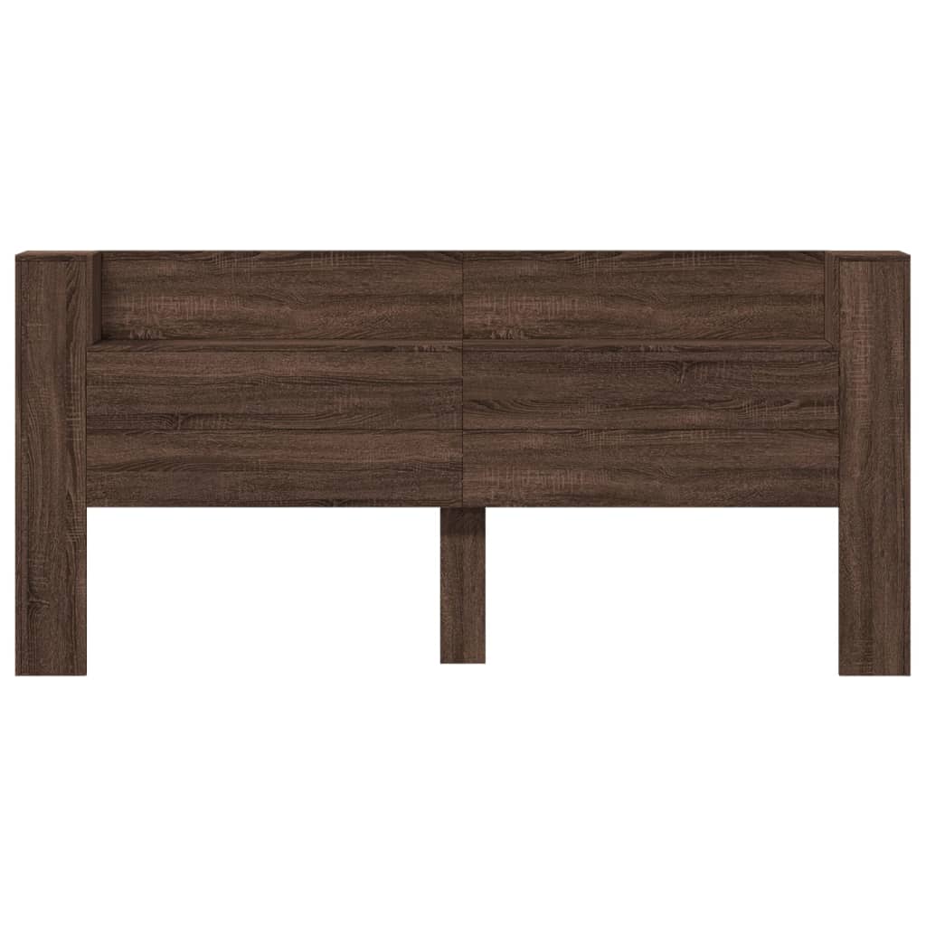 Hoofdbordkast met LED-verlichting 220x16,5x103,5 cm bruin eiken