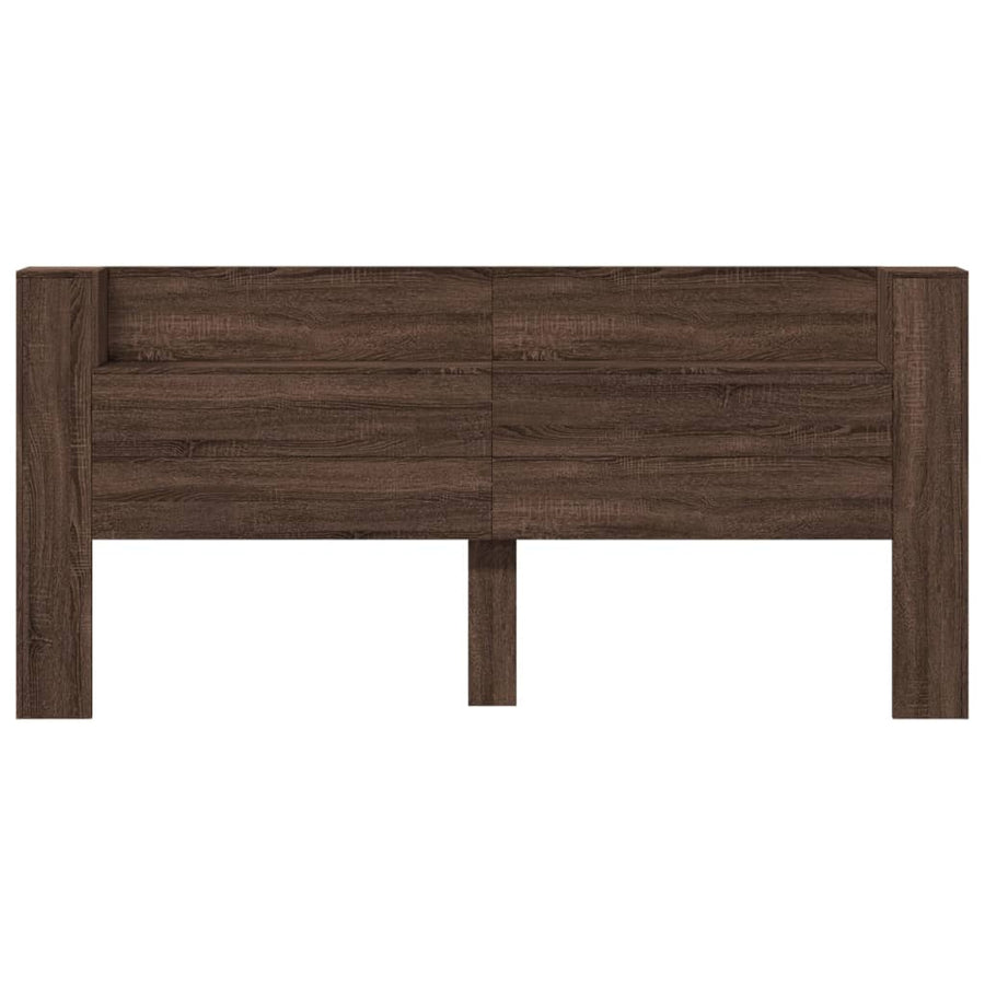 Hoofdbordkast met LED-verlichting 220x16,5x103,5 cm bruin eiken