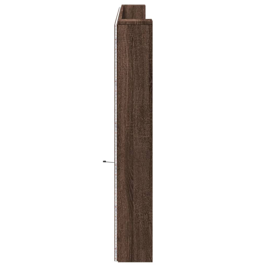 Hoofdbordkast met LED-verlichting 220x16,5x103,5 cm bruin eiken
