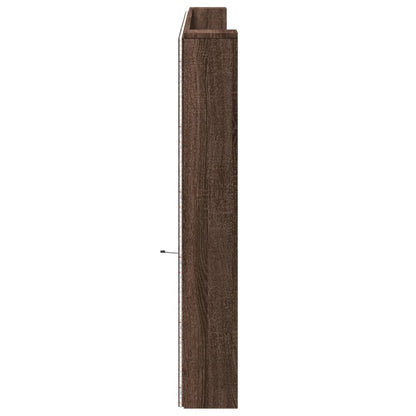 Hoofdbordkast met LED-verlichting 220x16,5x103,5 cm bruin eiken