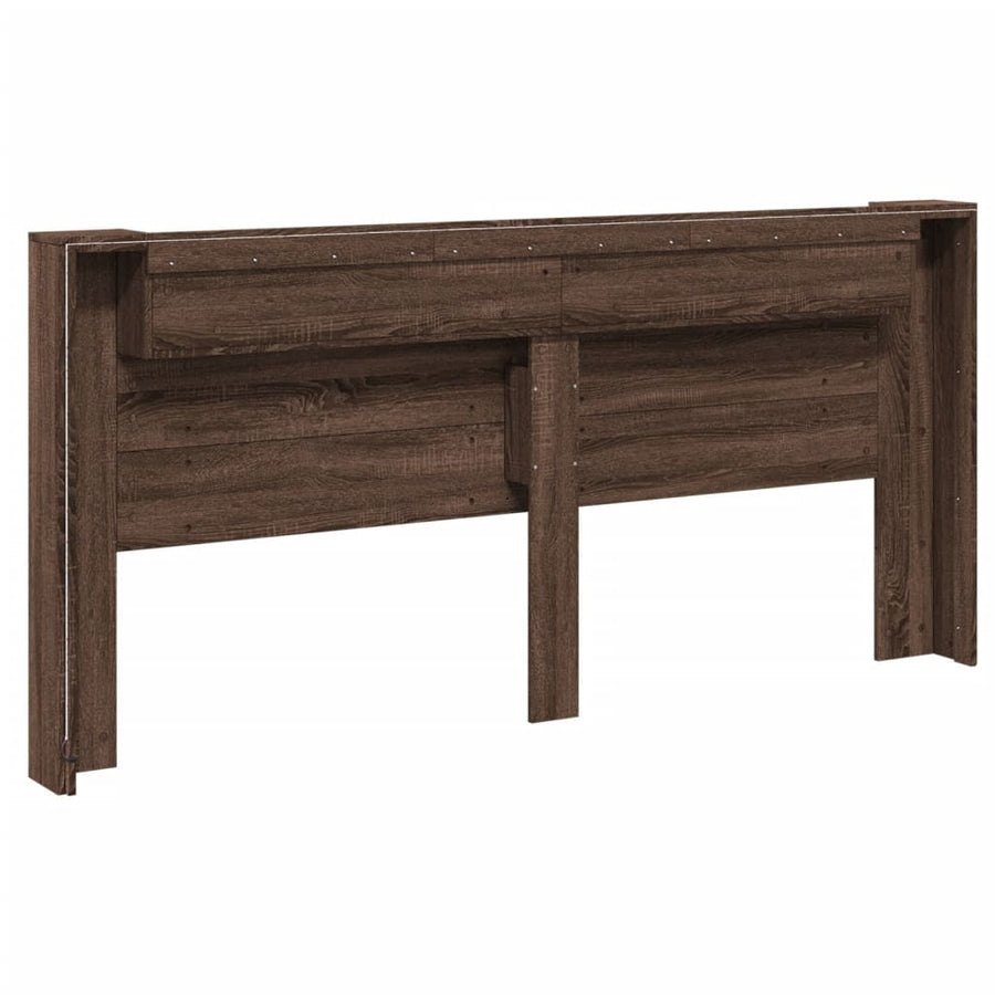 Hoofdbordkast met LED-verlichting 220x16,5x103,5 cm bruin eiken
