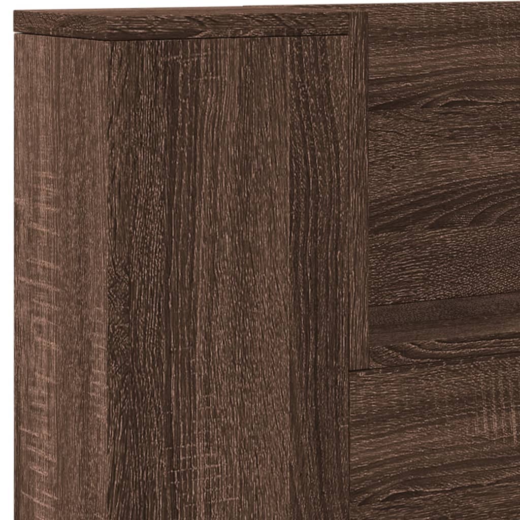 Hoofdbordkast met LED-verlichting 220x16,5x103,5 cm bruin eiken