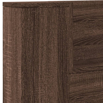 Hoofdbordkast met LED-verlichting 220x16,5x103,5 cm bruin eiken