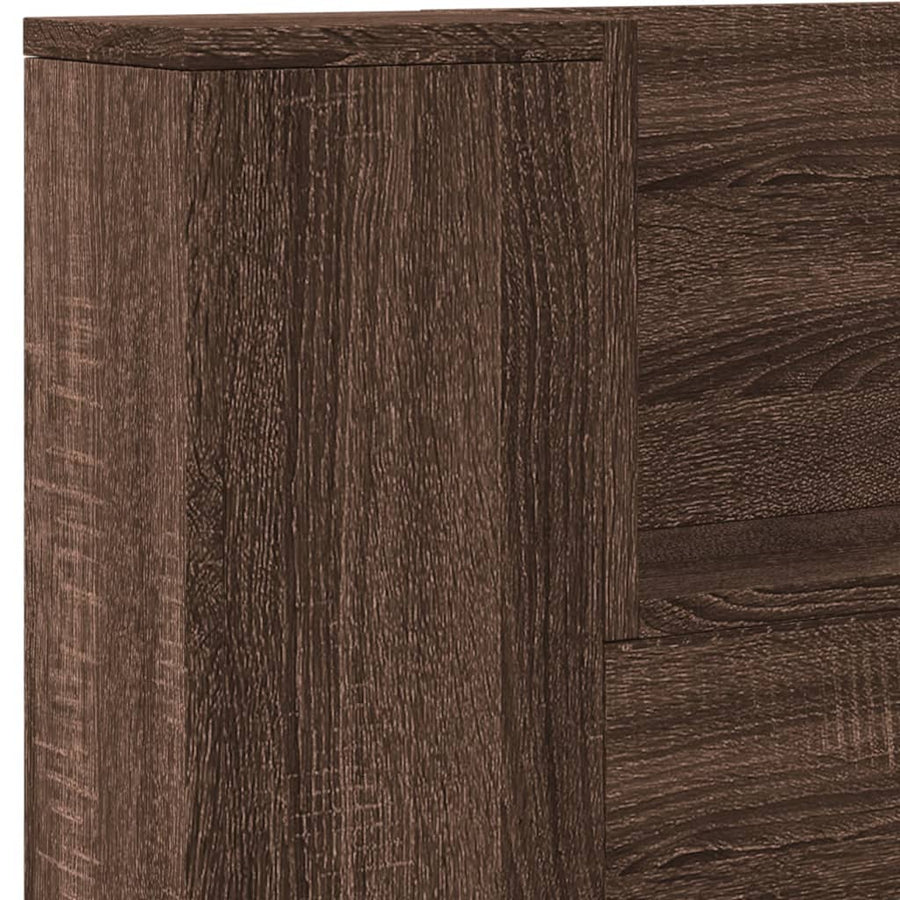Hoofdbordkast met LED-verlichting 220x16,5x103,5 cm bruin eiken