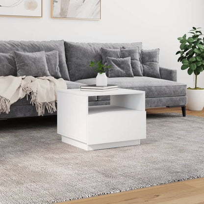 Salontafel met LED-verlichting 50x49x40 cm wit Wit
