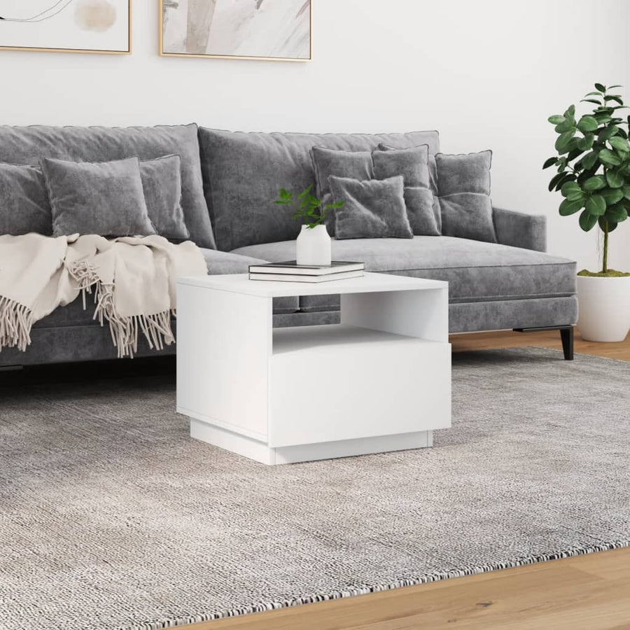 Salontafel met LED-verlichting 50x49x40 cm wit Wit