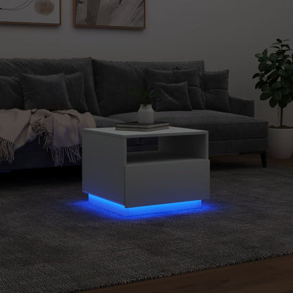Salontafel met LED-verlichting 50x49x40 cm wit Wit