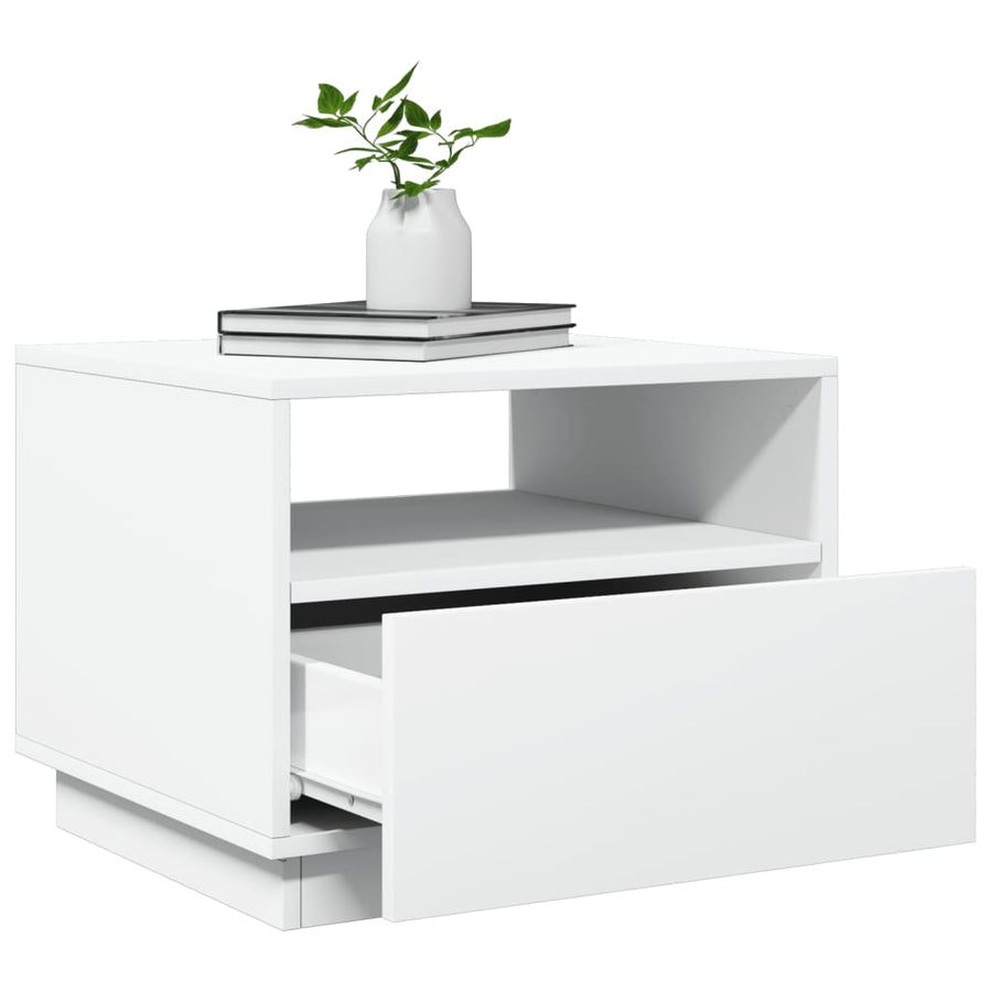 Salontafel met LED-verlichting 50x49x40 cm wit Wit