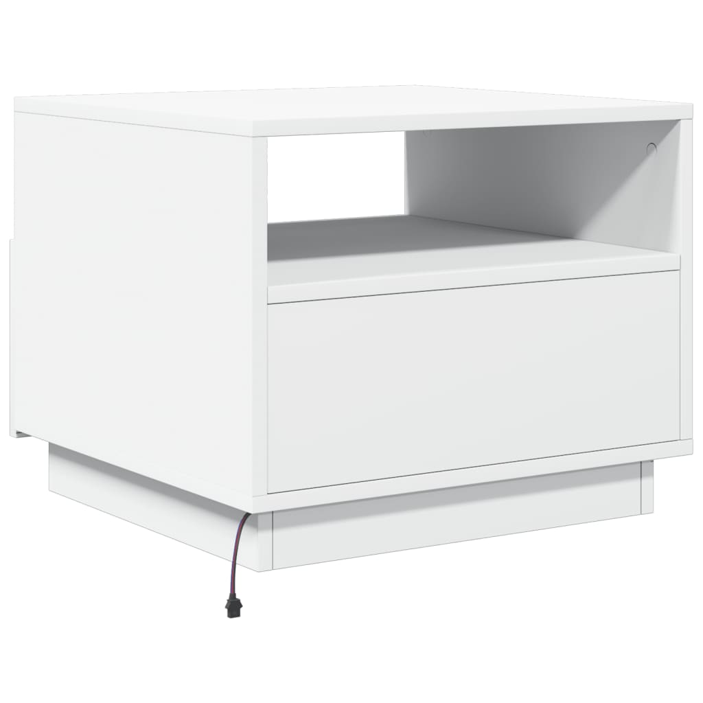 Salontafel met LED-verlichting 50x49x40 cm wit Wit