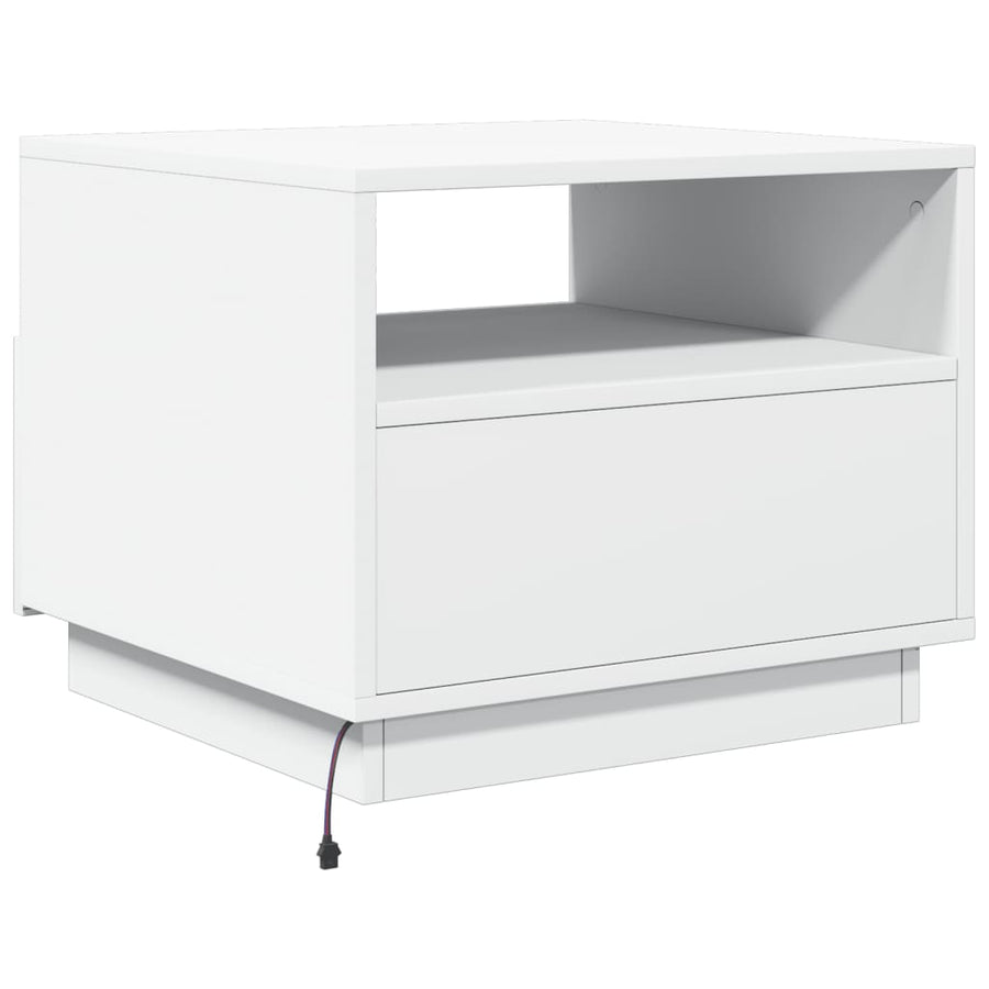 Salontafel met LED-verlichting 50x49x40 cm wit Wit