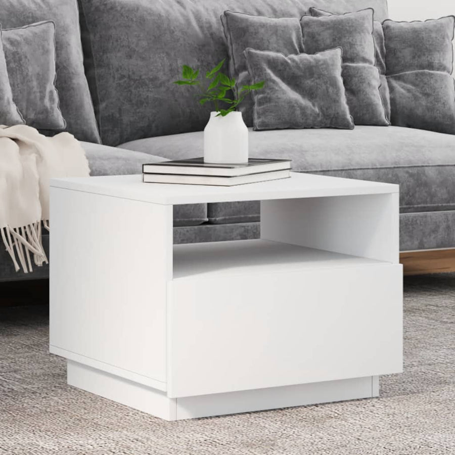 Salontafel met LED-verlichting 50x49x40 cm wit Wit