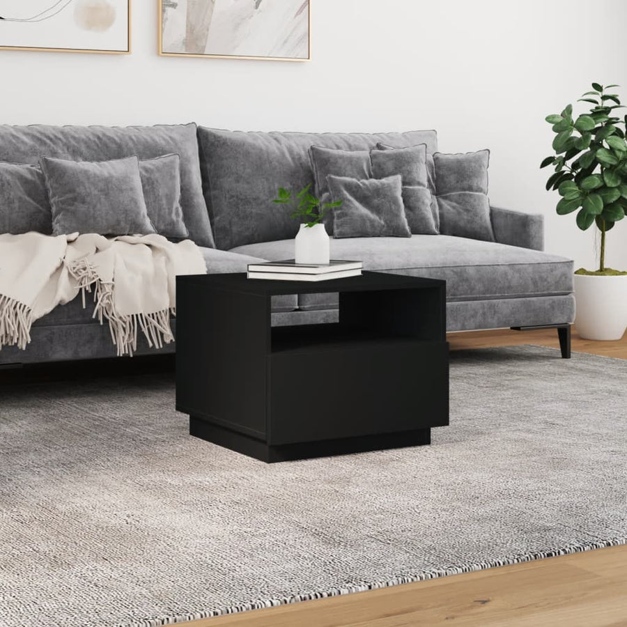 Salontafel met LED-verlichting 50x49x40 cm zwart Zwart