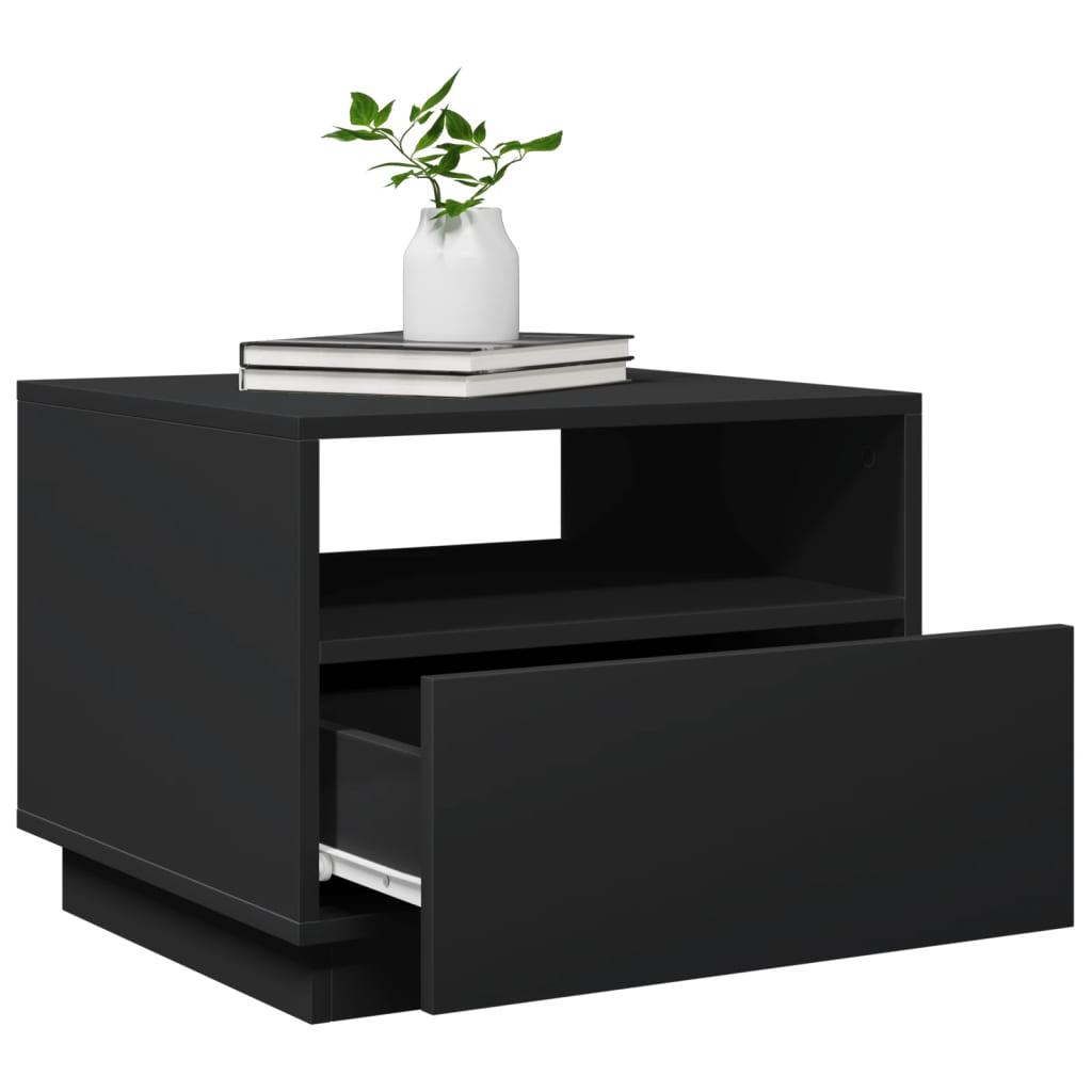 Salontafel met LED-verlichting 50x49x40 cm zwart Zwart