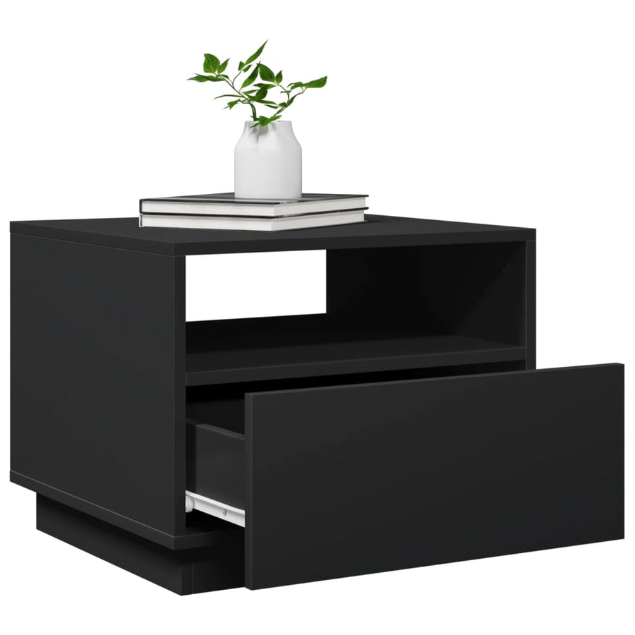 Salontafel met LED-verlichting 50x49x40 cm zwart Zwart