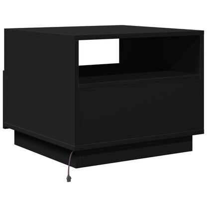 Salontafel met LED-verlichting 50x49x40 cm zwart Zwart