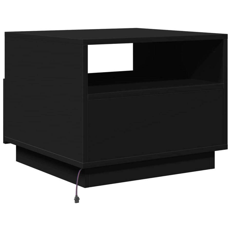Salontafel met LED-verlichting 50x49x40 cm zwart Zwart