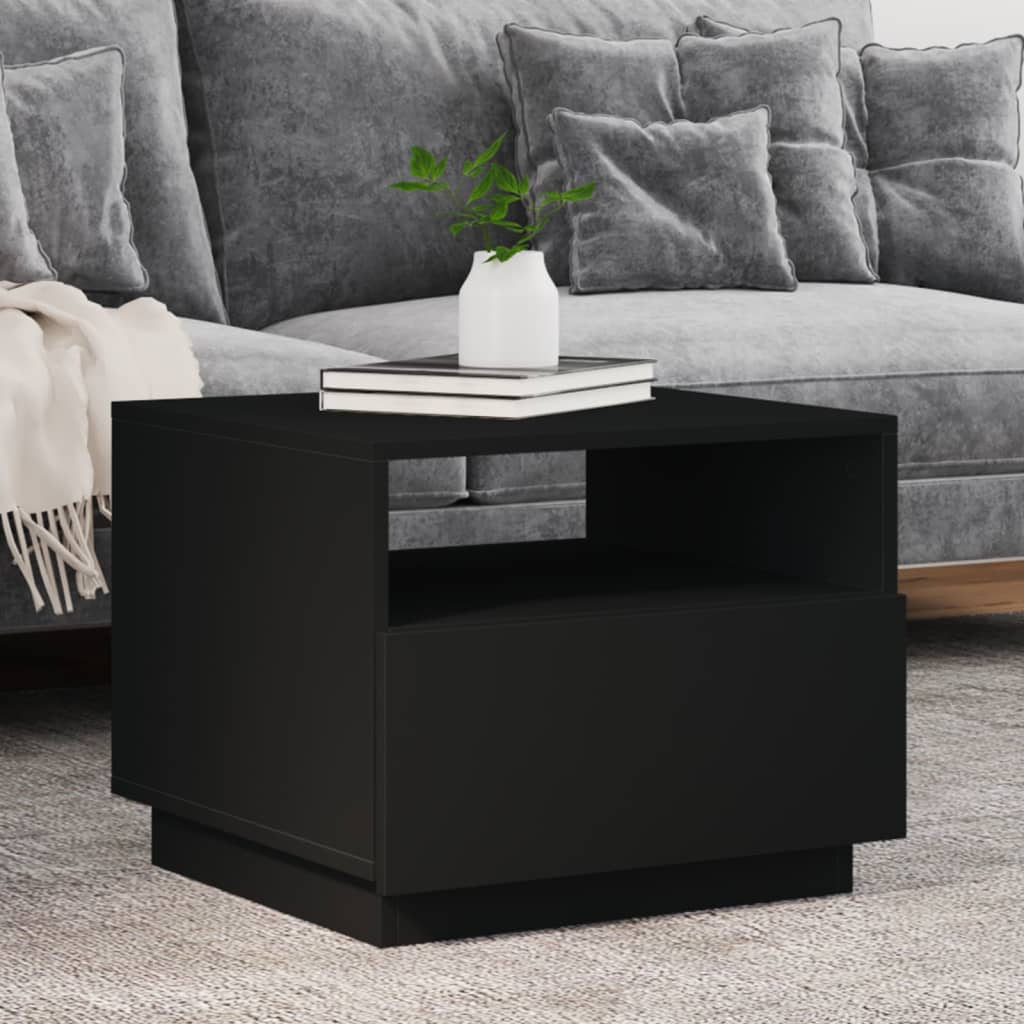 Salontafel met LED-verlichting 50x49x40 cm zwart Zwart