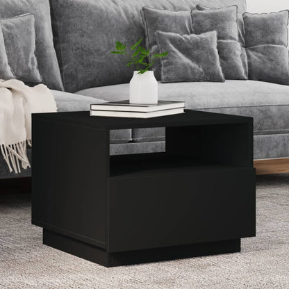 Salontafel met LED-verlichting 50x49x40 cm zwart Zwart
