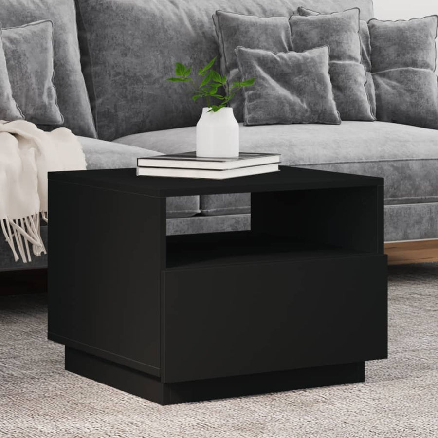Salontafel met LED-verlichting 50x49x40 cm zwart Zwart